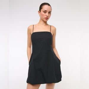 NWT Abercrombie and Fitch square neck bubble hem mini dress in black